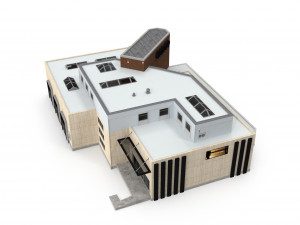 cargo building with interior low poly 3D 模型
