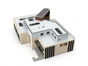 cargo building with interior low poly 3D Model