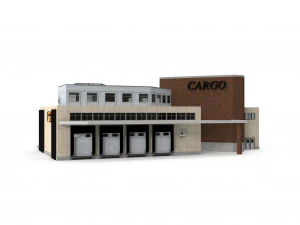 cargo building with interior low poly 3D Model