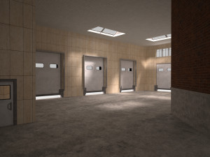 cargo building with interior low poly 3D 模型