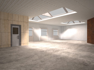 cargo building with interior low poly 3D 模型