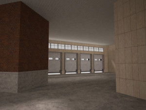cargo building with interior low poly 3D 模型
