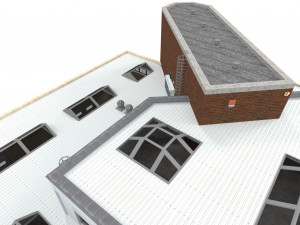 cargo building with interior low poly 3D 模型