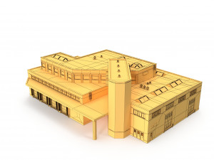cargo building with interior low poly 3D 模型