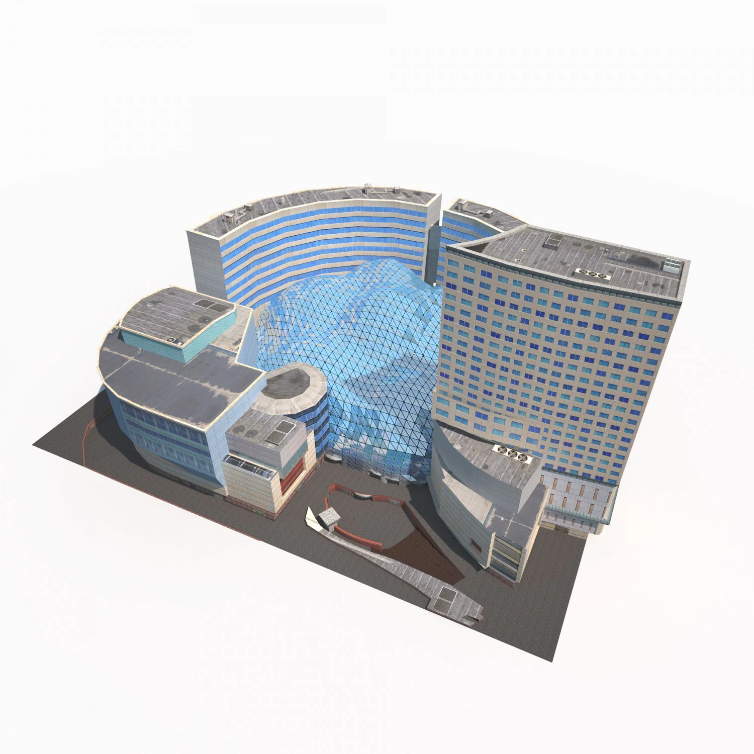 3d office mall building low poly 3D Model .c4d .max .obj .3ds .fbx .stl .blend