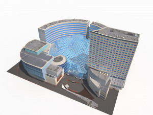 3d office mall building low poly Modello 3D