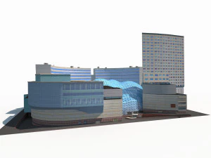 3d office mall building low poly 3D Model