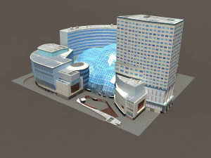 3d office mall building low poly 3D Model