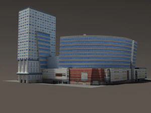 3d office mall building low poly 3D Model