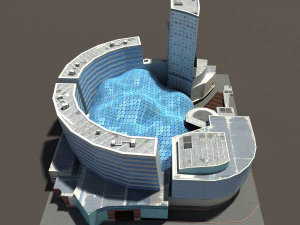 3d office mall building low poly 3D Model