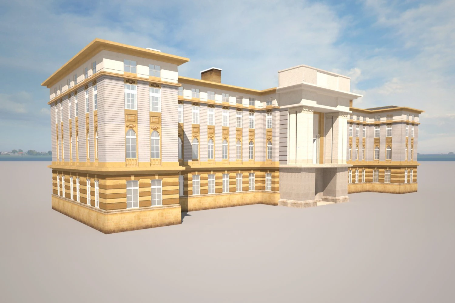 neoclassical building 164 3D Model .c4d .max .obj .3ds .fbx .stl .blend 