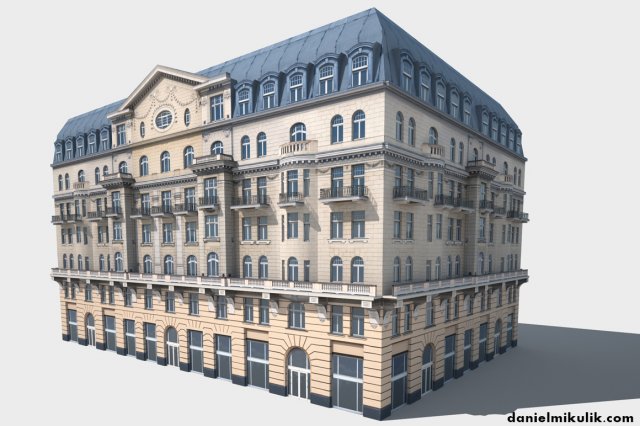 neoclassical hotel low poly Modelo 3D .c4d .max .obj .3ds .fbx .stl .blend 
