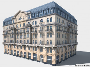 neoclassical hotel low poly 3D Model