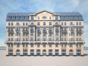 neoclassical hotel low poly Modelo 3D