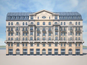 neoclassical hotel low poly 3D Model