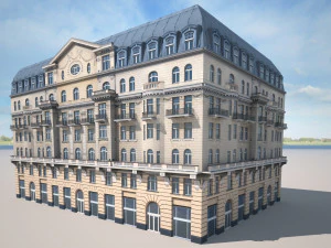 neoclassical hotel low poly 3D Model