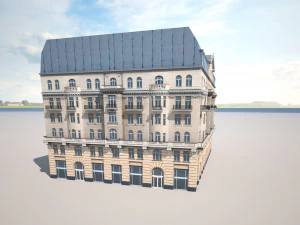 neoclassical hotel low poly 3D Model