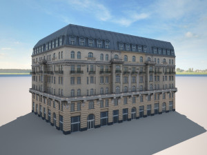 neoclassical hotel low poly Modelo 3D
