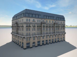 neoclassical hotel low poly 3D Model