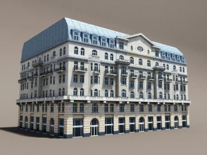 neoclassical hotel low poly 3D Model