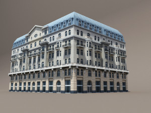 neoclassical hotel low poly Modelo 3D