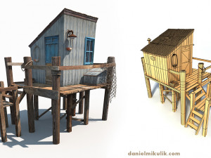 fishing cabin 3D 模型