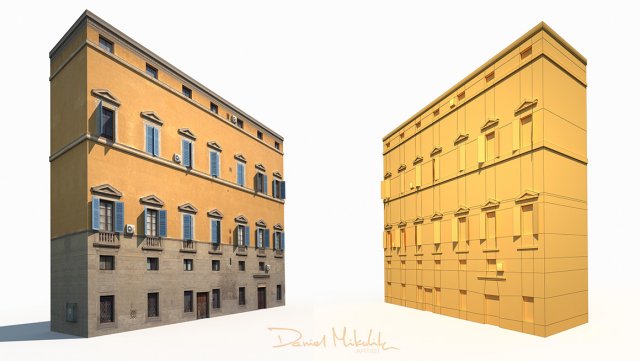 3d building facade 178 low poly model 3D Модель .c4d .max .obj .3ds .fbx .stl .blend 