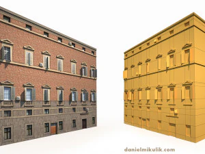 fasad bangunan 179 model poli rendah Model 3D