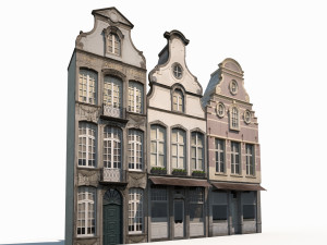 3d buildings facade 180 low poly model 3D 모델
