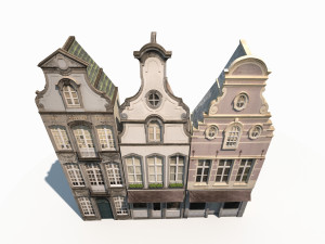 3d buildings facade 180 low poly model 3D 모델