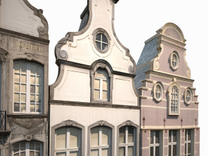 3d buildings facade 180 low poly model 3D 모델