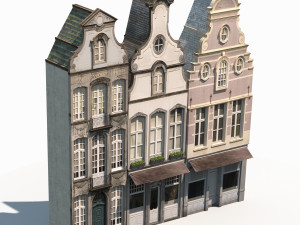 3d buildings facade 180 low poly model 3D 모델