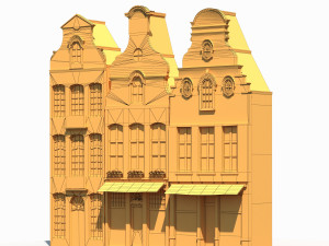 3d buildings facade 180 low poly model 3D 모델