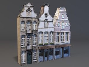 3d buildings facade 180 low poly model 3D 모델
