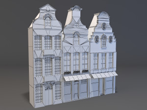 3d buildings facade 180 low poly model 3D 모델