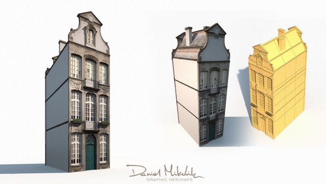 3d building facade 182 low poly 3D Model .c4d .max .obj .3ds .fbx .stl .blend 