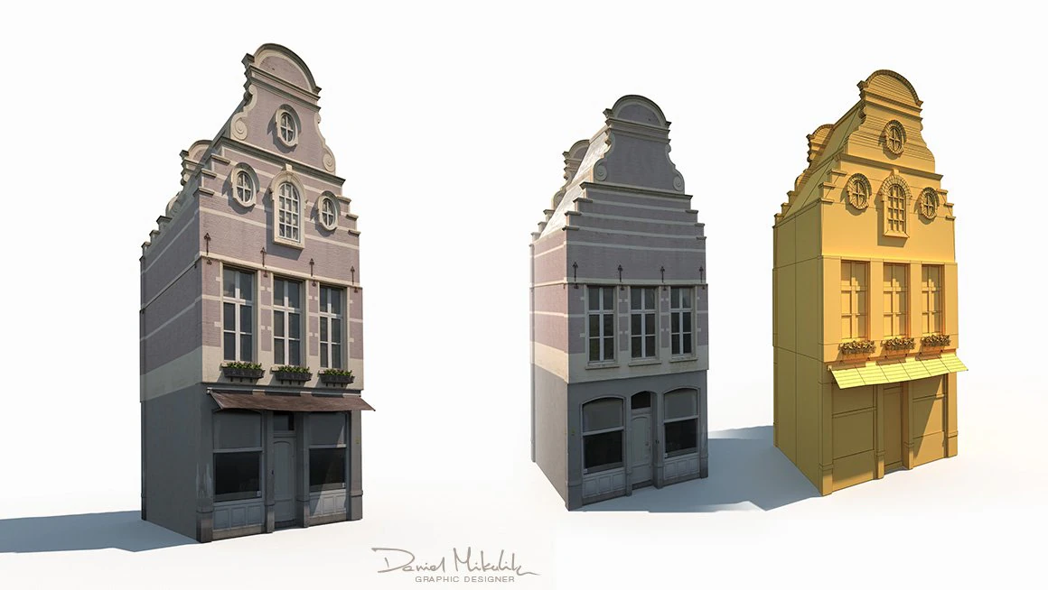 building facade 183 low poly 3D Model .c4d .max .obj .3ds .fbx .stl .blend