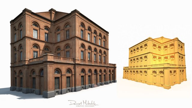 building facade 184 low poly 3D Model .c4d .max .obj .3ds .fbx .stl .blend 