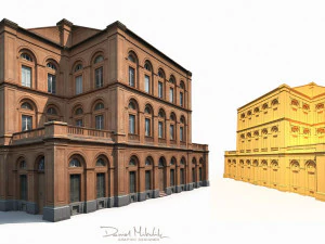 facciata dell'edificio 184 low poly Modello 3D