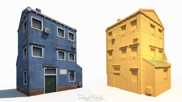 old building 185 low poly model Modèle 3D .c4d .max .obj .3ds .fbx .stl .blend 