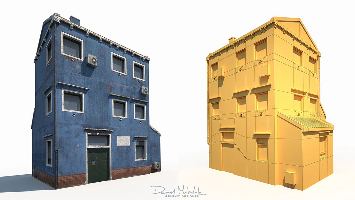 old building 185 low poly model 3D Model .c4d .max .obj .3ds .fbx .stl .blend 