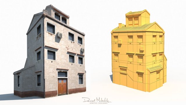 3d old building 186 low poly model 3D मॉडल .c4d .max .obj .3ds .fbx .stl .blend 