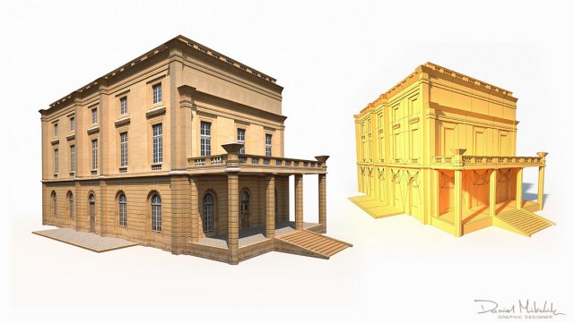 public building 167 low poly 3D Модель .c4d .max .obj .3ds .fbx .stl .blend 