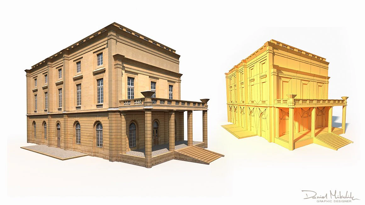 public building 167 low poly 3D Model .c4d .max .obj .3ds .fbx .stl .blend
