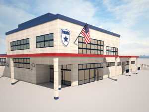 police station low poly model 3D Model