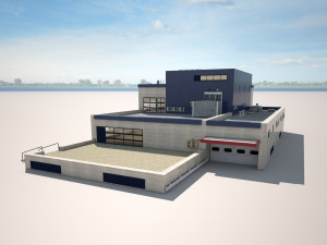 police station low poly model 3D Model