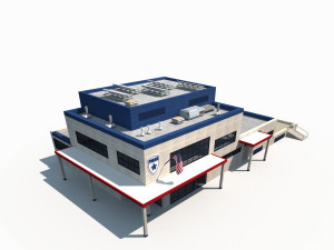 police station low poly model 3D Model