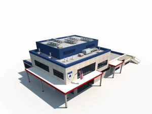 estaci&oacute;n de polic&iacute;a modelo de baja poli Modelo 3D
