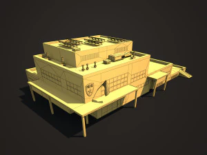 estaci&oacute;n de polic&iacute;a modelo de baja poli Modelo 3D