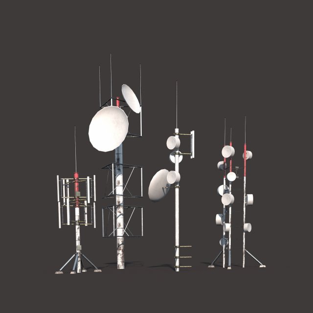 roof antena low poly pbr 3D 模型 .c4d .max .obj .3ds .fbx .stl .blend